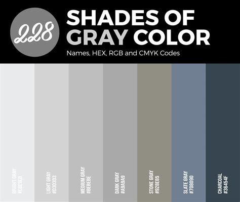 228 Shades Of Gray Color (Names, HEX, RGB, CMYK Codes) –, 50% OFF