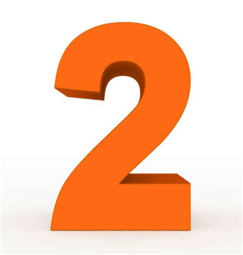 an orange number two is shown on a white background with the letter 2 ...