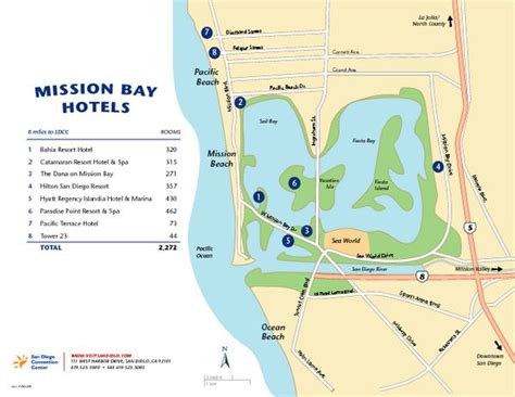 Mission bay, San diego resorts, Tourist map