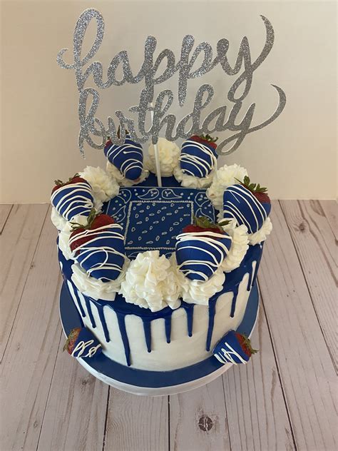 Royal Blue Drip Cake | Blue birthday cakes, Pretty birthday cakes, Blue ...