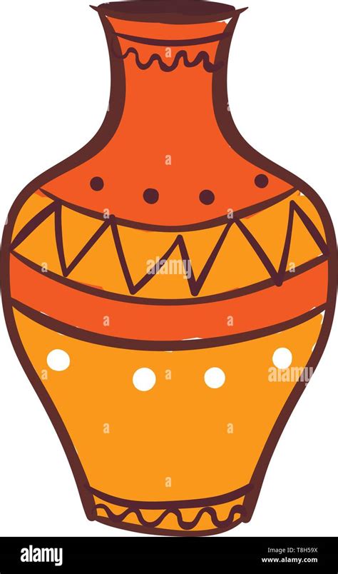 A beautiful orange vase which is fully designed all over , vector ...