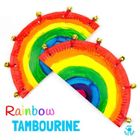 RAINBOW PAPER PLATE TAMBOURINES | Instrument craft, Diy musical ...