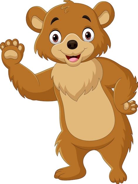 Premium Vector | Cartoon funny bear waving hand