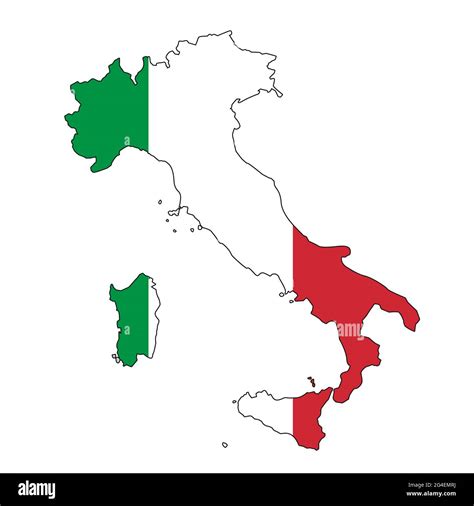 Illustration of the map of Italy with the flag isolated on a white ...