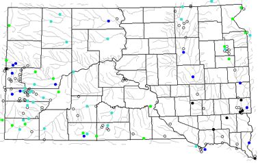 Map of South Dakota Lakes, Streams and Rivers