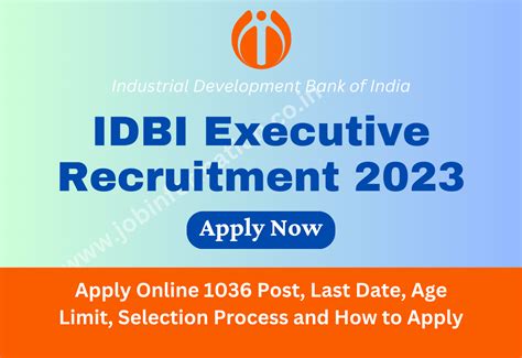 IDBI Executive Recruitment 2023 Apply Online 1036 Post, Last Date, Age ...