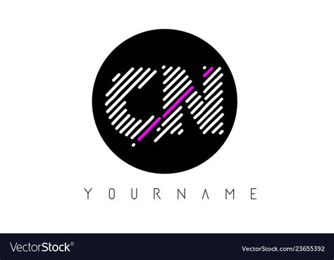 Cn letter logo design with white lines and black Vector Image