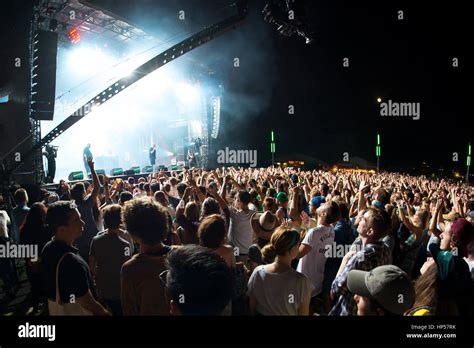 PARIS - AUG 31: Crowd in a concert at Rock En Seine Festival on August ...