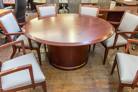 HBF Cherry 60″ Round Conference Table • Peartree Office Furniture