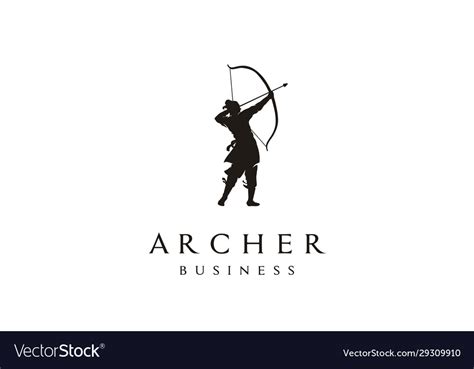 Chinese archer archery warrior bow arrow logo Vector Image