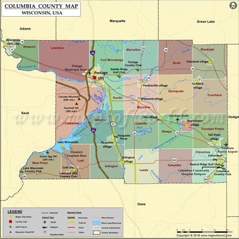 Columbia County Map, Wisconsin