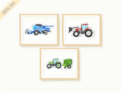 Farm Nursery Decor Bundle Tractor Wall Art Farm Vehicles Print Kids ...