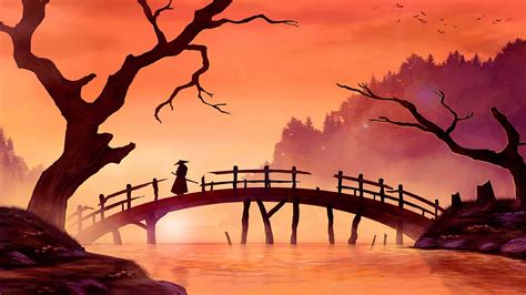 3840x2160 Samurai On Bridge - Japan Painting Art Wallpaper | Wallpaper ...