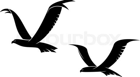 Two flying birds in silhouette | Stock vector | Colourbox