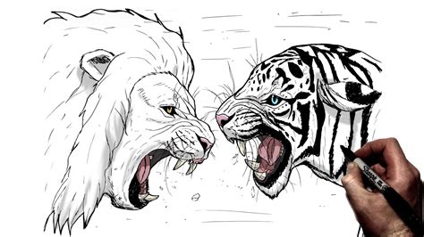 Tiger Vs Lion Drawing