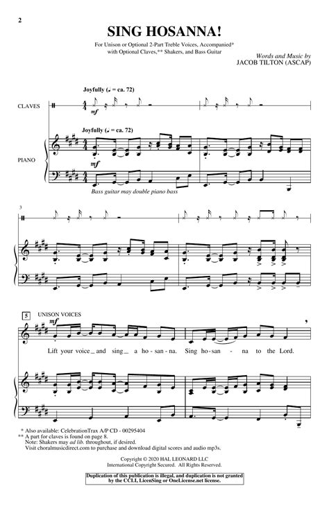 Sing Hosanna! by Jacob Tilton Sheet Music for Unison Choir at Sheet ...