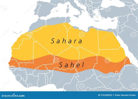 The Sahara Desert and the Sahel Region, North Africa, Political Map ...