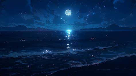 Aesthetic Night Ocean Desktop Wallpaper - Night Ocean Wallpaper