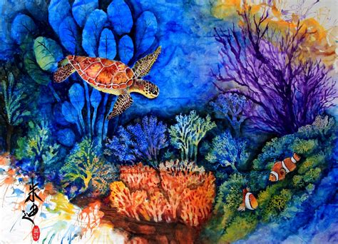 Watercolor Underwater Scene at PaintingValley.com | Explore collection ...