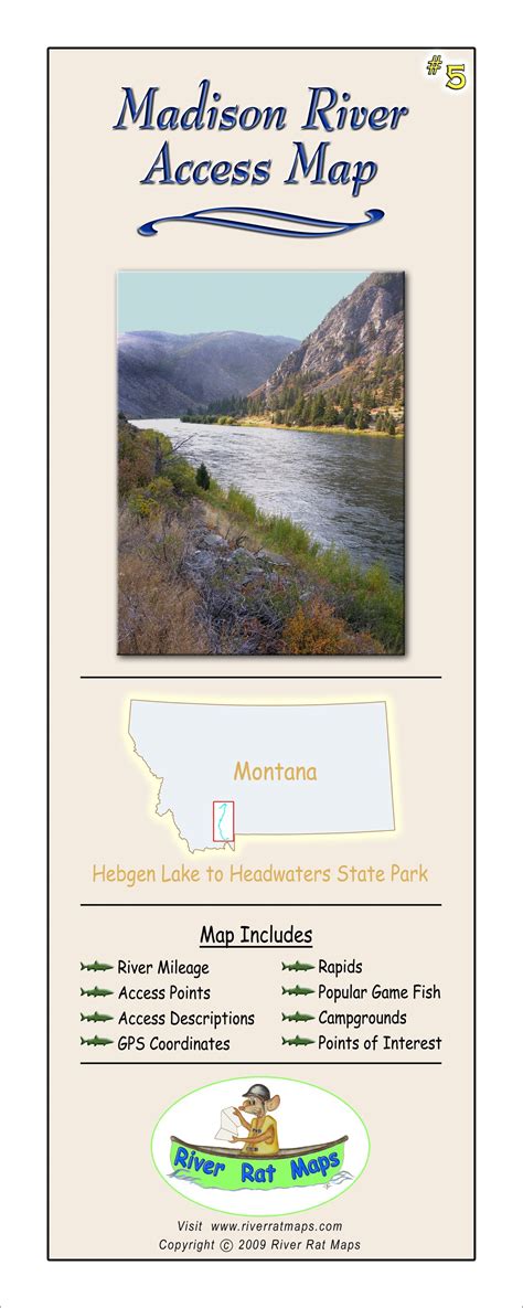 Madison River Map by River Rat Maps for floating and wade fish access