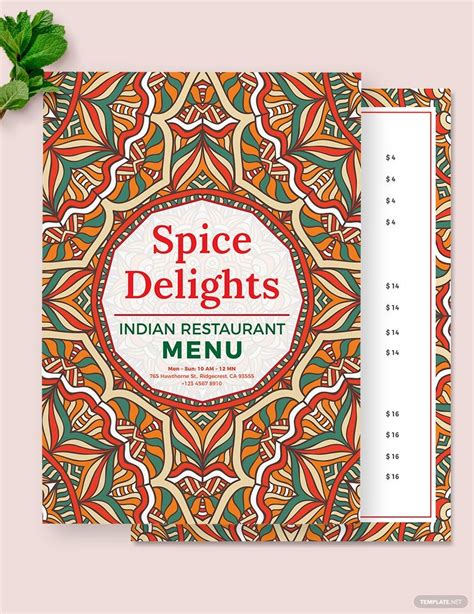 Indian Restaurant Menu Design Template