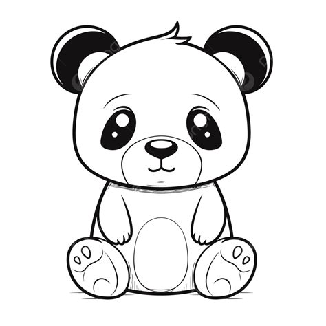 Cute Panda Bear Cartoon Coloring Pages Outline Sketch Drawing Vector ...