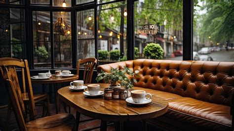 Premium AI Image | Cozy Coffee Shop Rainy Day