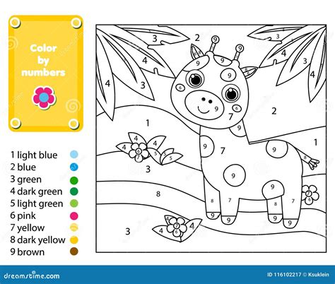 Gioco Educativo Dei Bambini Pagina Di Coloritura Con La Giraffa in ...