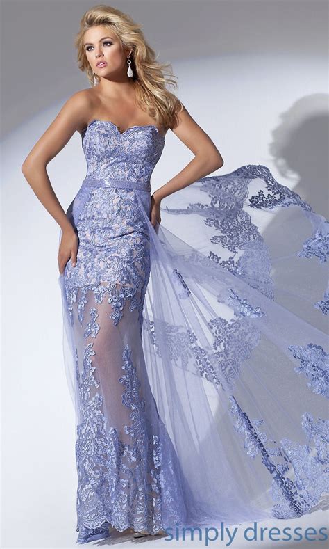 Strapless Periwinkle Tony Bowls Dress | Sheer wedding dress, Designer ...