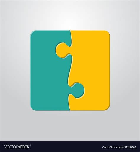 Two piece puzzle 2 step jigsaw pieces vector image on VectorStock ...