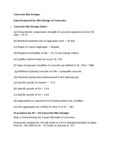 Concrete Mix Design M25 PDF | PDF | Construction Aggregate | Concrete