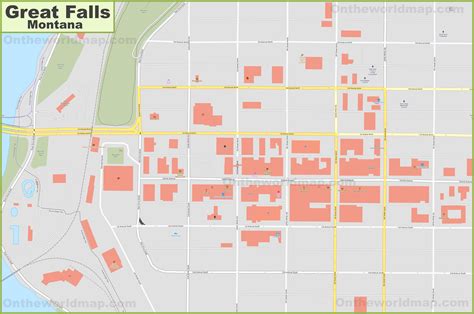 Great Falls downtown map - Ontheworldmap.com