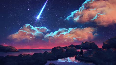 digital art, Clouds, Shooting stars, Night Wallpapers HD / Desktop and ...