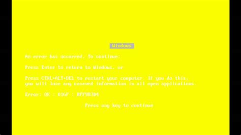 Windows: Yellow Screen of Death - YouTube