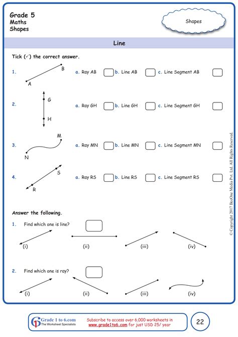 Lines Line Segments And Rays Worksheets