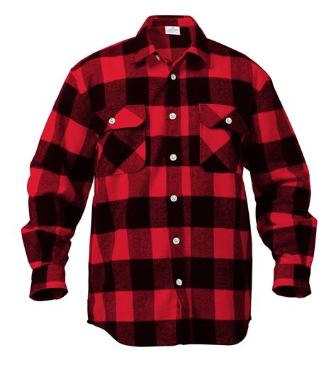 Rothco Extra Heavyweight Buffalo Plaid Flannel Shirt, Red Plaid, 4XL ...