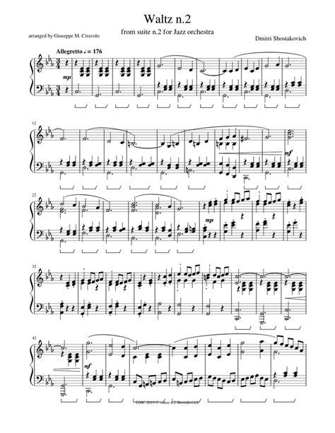 Shostakovich waltz n 2 Sheet music for Piano (Solo) | Musescore.com