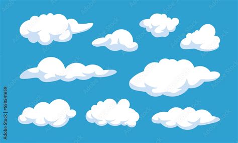 Set of Cartoon cloud vector illustration, Cloud vector graphic clipart ...