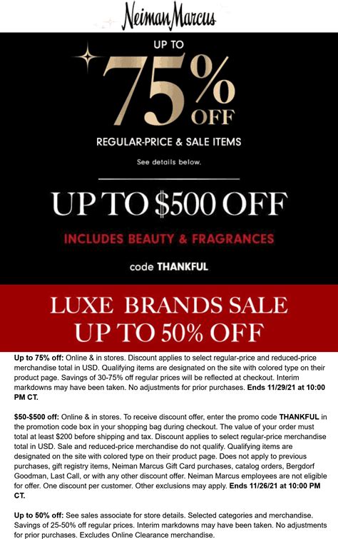 $50-$500 off $200+ & more at Neiman Marcus, or online via promo code ...