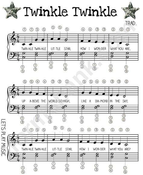 Twinkle twinkle little star piano sheet music in 2021 | Learn piano ...