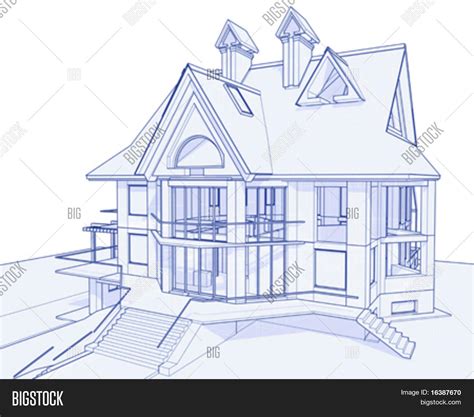 3d Blueprint House: Vector Vector & Photo | Bigstock