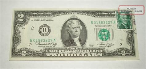 2 Dollar Bill 1976 With Stamp And Postmark