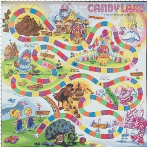 Vintage Retro Candyland Game Board PDF Counted Cross-stitch - Etsy