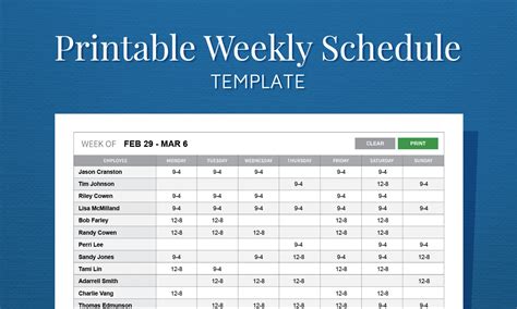 Free Monthly Employee Work Schedule Template Excel Printable | Smorad ...