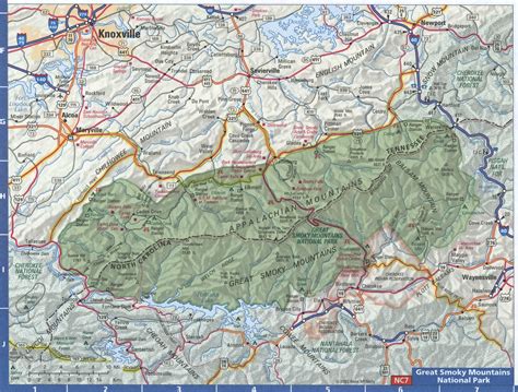 Map of Great Smoky Mountains National Park in North Carolina ...