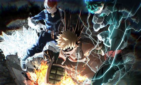 Download Shoto Todoroki Katsuki Bakugou Izuku Midoriya Anime My Hero ...