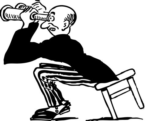 Free Retro Clipart Illustration Of Man Using Binoculars