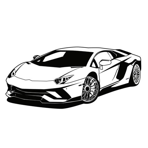 super car outline black and white vector design 13593198 Vector Art at ...