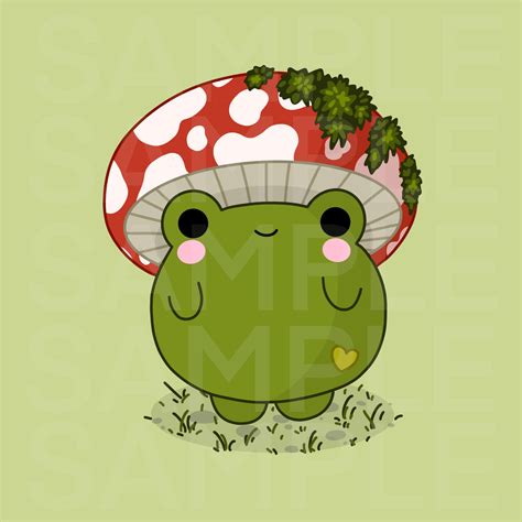 Mushroom Frog/cute Cottagecore Frog Sticker/froggy - Etsy