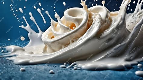 Premium AI Image | Splash of cream on Blue background